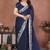 Navy blue rangoli silk heavy thread embroidery work saree with blouse