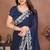 Navy blue rangoli silk heavy thread embroidery work saree with blouse