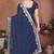 Navy blue rangoli silk heavy thread embroidery work saree with blouse