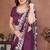 Purple rangoli silk heavy thread embroidery work saree with blouse
