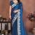 Blue rangoli silk heavy thread embroidery work saree with blouse