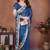 Blue rangoli silk heavy thread embroidery work saree with blouse