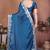 Blue rangoli silk heavy thread embroidery work saree with blouse