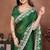 Green rangoli silk heavy thread embroidery work saree with blouse
