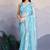 Sky blue fancy heavy thread embroidery with sequins work saree with blouse