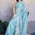 Sky blue fancy heavy thread embroidery with sequins work saree with blouse
