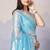 Sky blue fancy heavy thread embroidery with sequins work saree with blouse