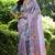 Lavender tussar silk floral printed saree with blouse