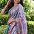 Lavender tussar silk floral printed saree with blouse