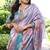 Lavender tussar silk floral printed saree with blouse