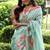 pista green tussar silk blend floral printed saree with blouse