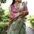 Light green tussar silk floral printed saree with blouse