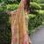 Light yellow tussar silk floral printed saree with blouse