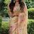 Light yellow tussar silk floral printed saree with blouse