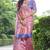 Pink tussar silk floral printed saree with blouse