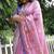 Pink tussar silk floral printed saree with blouse