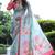 Sky blue tussar silk floral printed saree with blouse