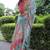 Sky blue tussar silk floral printed saree with blouse