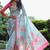 Sky blue tussar silk floral printed saree with blouse