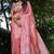 Peach tussar silk floral printed saree with blouse