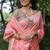 Peach tussar silk floral printed saree with blouse