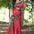 Red tussar silk printed saree with blouse