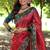 Red tussar silk printed saree with blouse