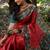 Red tussar silk printed saree with blouse