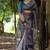 Grey tussar silk printed saree with blouse