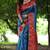 Blue tussar silk printed saree with blouse