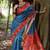 Blue tussar silk printed saree with blouse