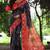 Black tussar silk printed saree with blouse