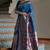 Blue banarasi silk paithani woven saree with blouse