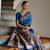 Blue banarasi silk paithani woven saree with blouse
