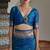Blue banarasi silk paithani woven saree with blouse