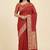 Banarasi cotton silk saree in red  with   zari booti   work