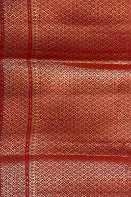Banarasi cotton silk saree in red  with   zari booti   work 5