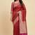 Banarasi cotton silk saree in red  with   zari booti   work