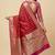 Banarasi cotton silk saree in red  with   zari booti   work