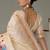 Cream banarasi silk paithani woven saree with blouse