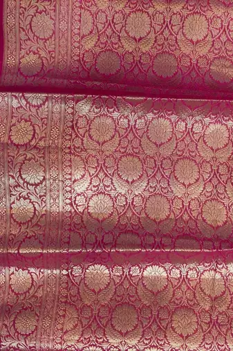 Banarasi cotton silk saree in red  with   zari booti   work
