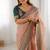 Peach banarasi crush coding with sequins embroidery work saree with blouse