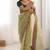 Light green banarasi crush coding with sequins embroidery work saree with blouse