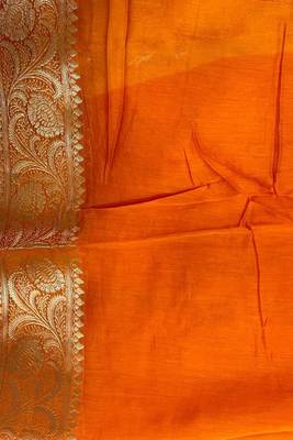 Banarasi cotton silk saree in lemon with floral zari booti   work 5