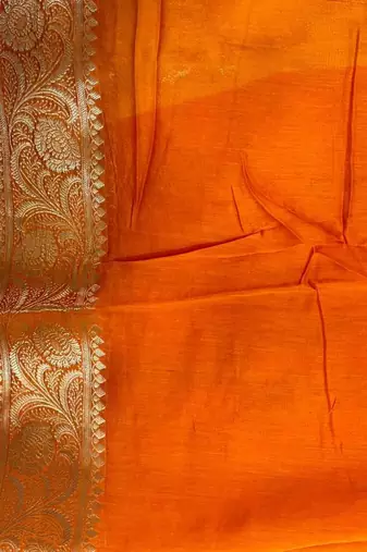 Banarasi cotton silk saree in lemon with floral zari booti   work