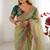 Light green banarasi crush coding with sequins embroidery work saree with blouse
