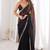 black fendi satin double shaded sequins with zari lace work saree with blouse