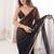black fendi satin double shaded sequins with zari lace work saree with blouse