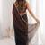 black fendi satin double shaded sequins with zari lace work saree with blouse