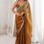 copper fendi satin double shaded sequins with zari lace work saree with blouse